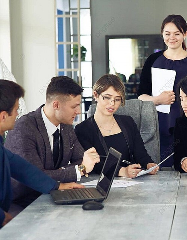 Businesspeople applauding a colleague after presentation in the office